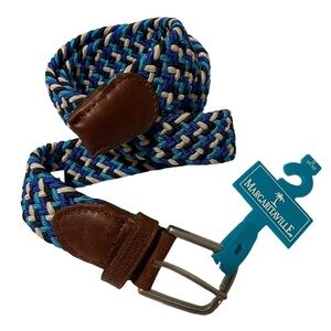 Margaritaville Men's Sz S (30-32) Belt Woven Adjustable Brown Leather Braided